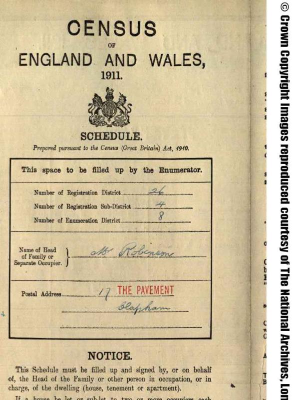 Evans (Herbert Gwynfryn) 1911 Census Address